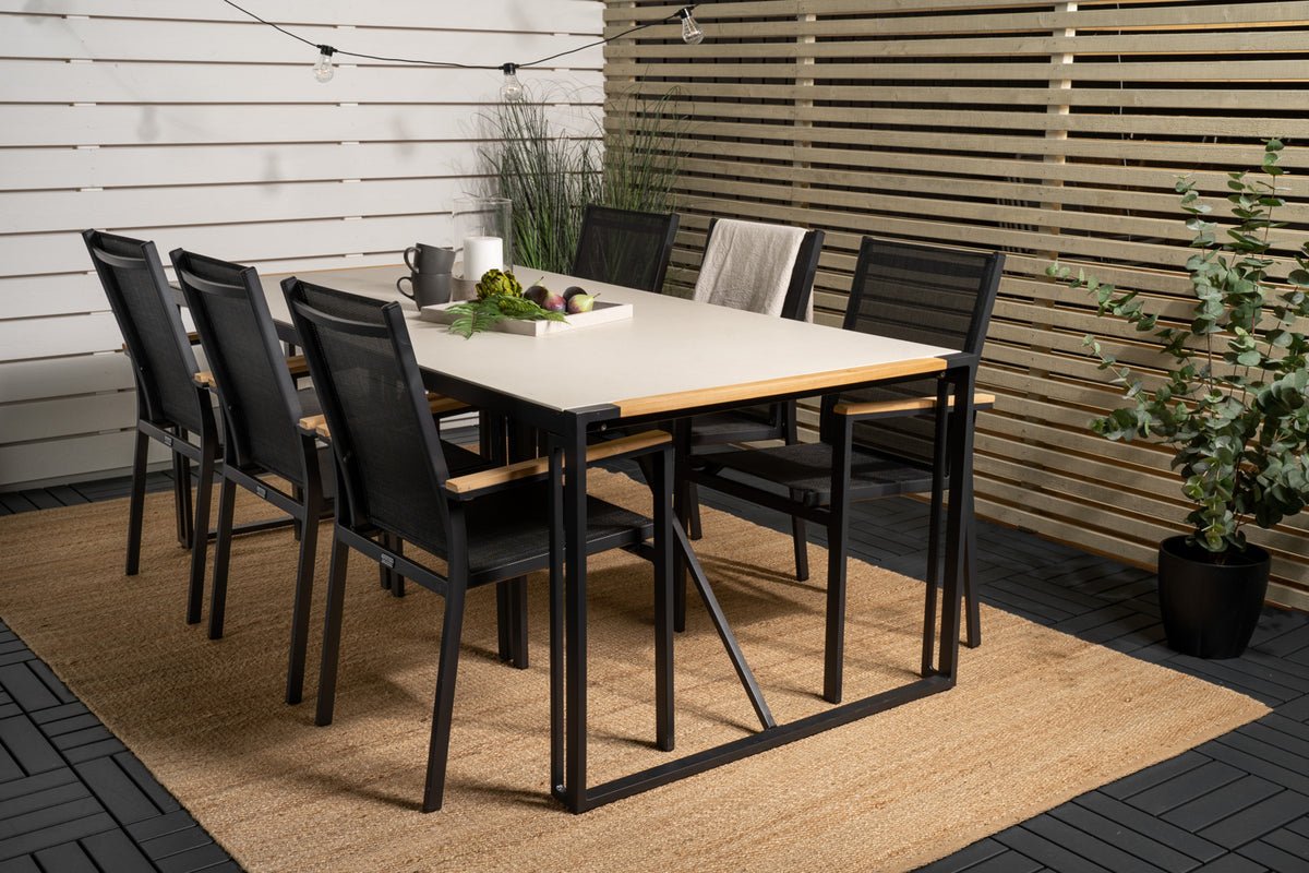 Garten Esstisch Lorenzo - 200x90 cm mit einer Tischplatte aus Glas und Teakholz