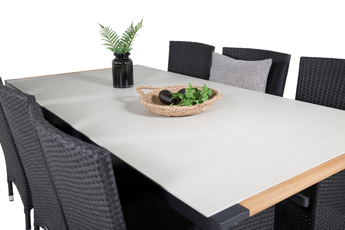 Garten Esstisch Lorenzo - 200x90 cm mit einer Tischplatte aus Glas und Teakholz