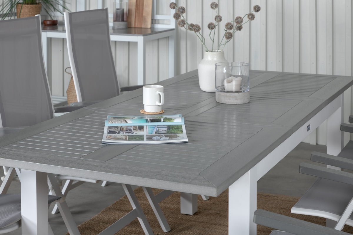 Garten Esstisch Ravello - Ausziehbar von 152 auf 210 cm mit weißem Aluminiumgestell