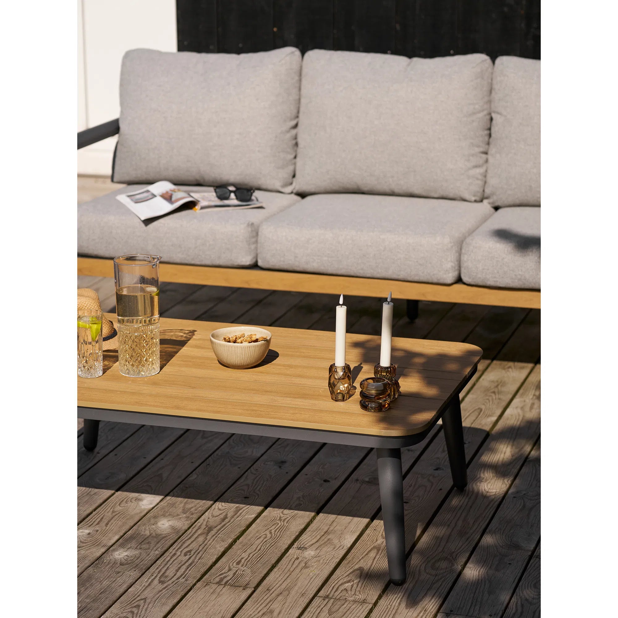 Garten Lounge Set Alviora – mit Aluminiumgestell und Holzoptik-Akzenten