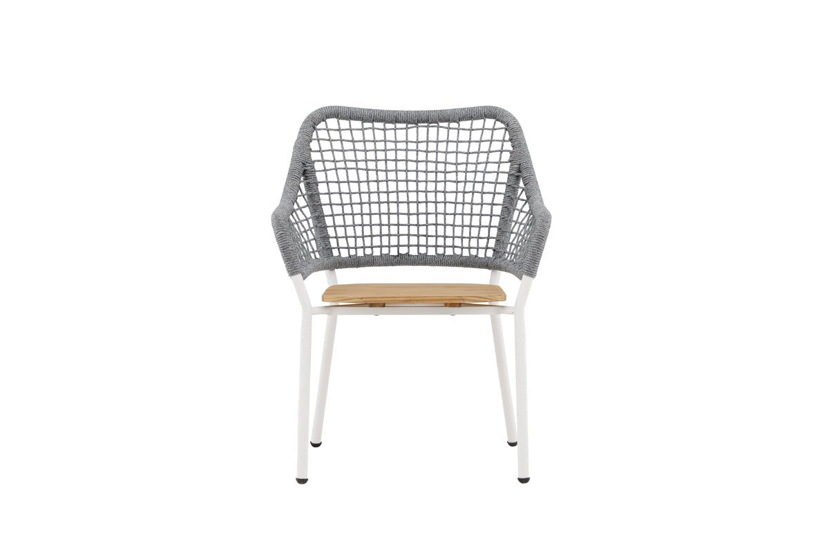 Garten- Loungesessel Amore - In Grau mit einer Sitzfläche aus Teakholz