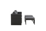 Garten Loungeset Dakar - aus schwarzem Kunstfaser-Rattan