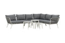 Garten Loungeset Lexy - aus weißem Stahl mit grauen Kissen