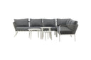 Garten Loungeset Lexy - aus weißem Stahl mit grauen Kissen