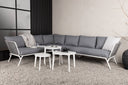 Garten Loungeset Lexy - aus weißem Stahl mit grauen Kissen
