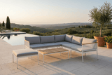 Garten Loungeset Luana – in Weiß & Schwarz mit Teak-Tisch & Polstern