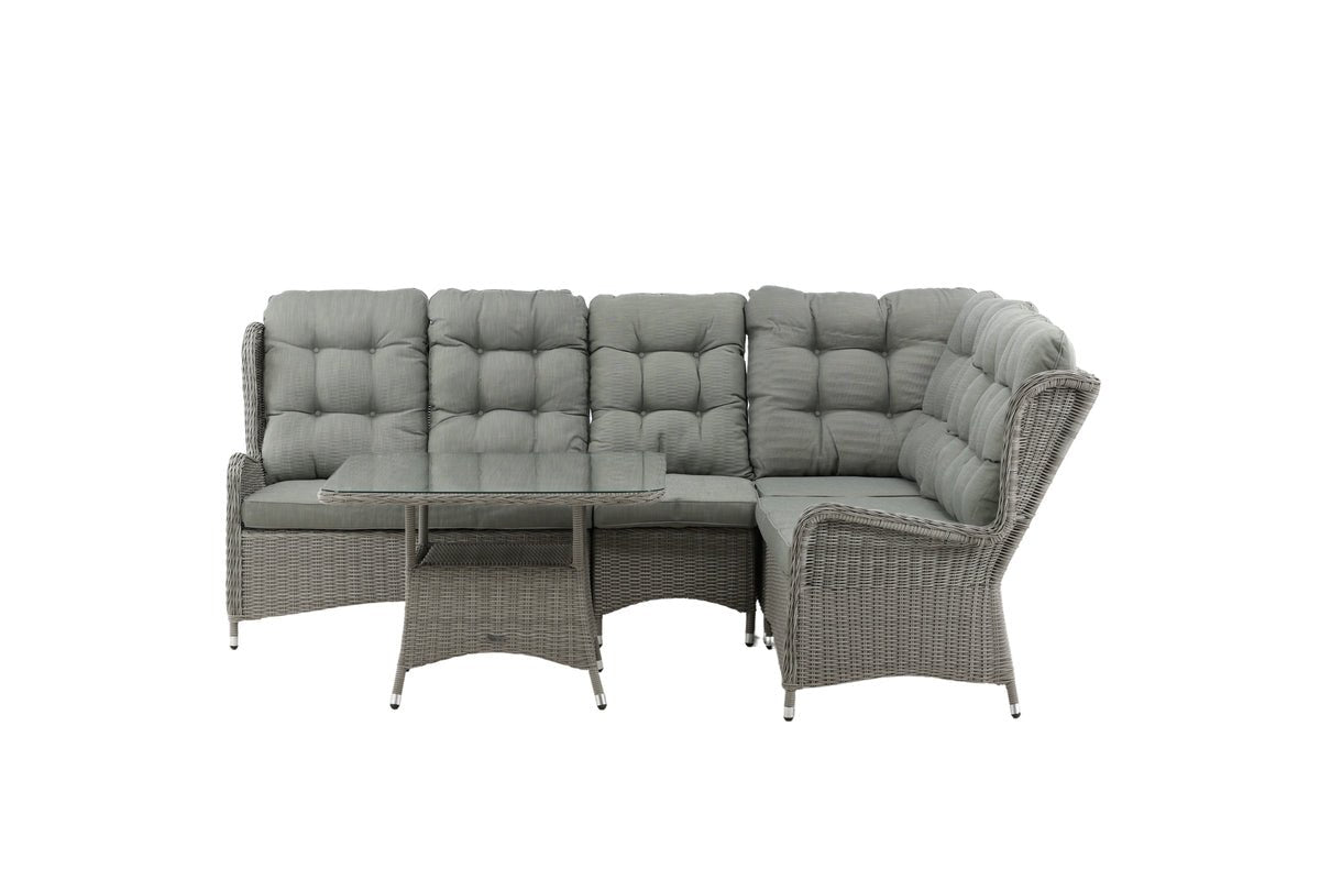 Garten Loungeset Samui – aus Aluminium & Polyrattan mit Glas-Couchtisch
