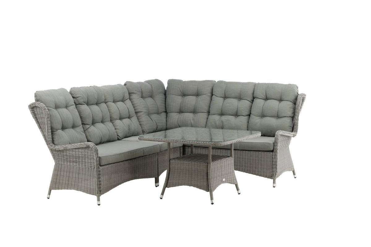 Garten Loungeset Samui – aus Aluminium & Polyrattan mit Glas-Couchtisch