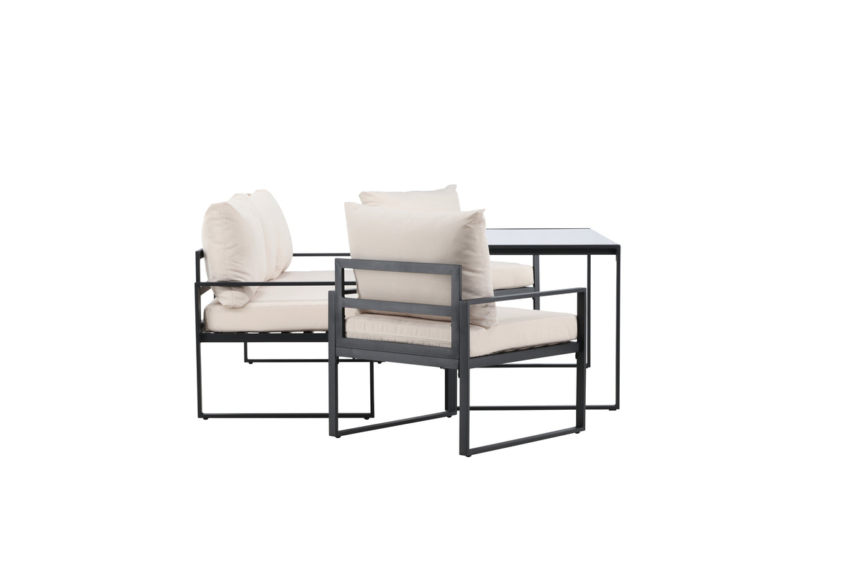 Garten Loungeset Sovana – 3-teilig in Schwarz/Weiß & Beige