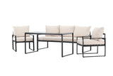 Garten Loungeset Sovana – 3-teilig in Schwarz/Weiß & Beige