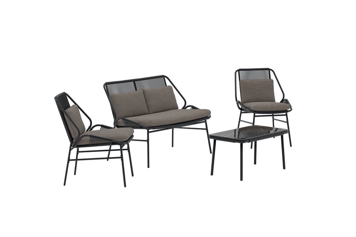 Garten Loungeset Talora – 4 teiliges Set mit Stühlen aus Stahl