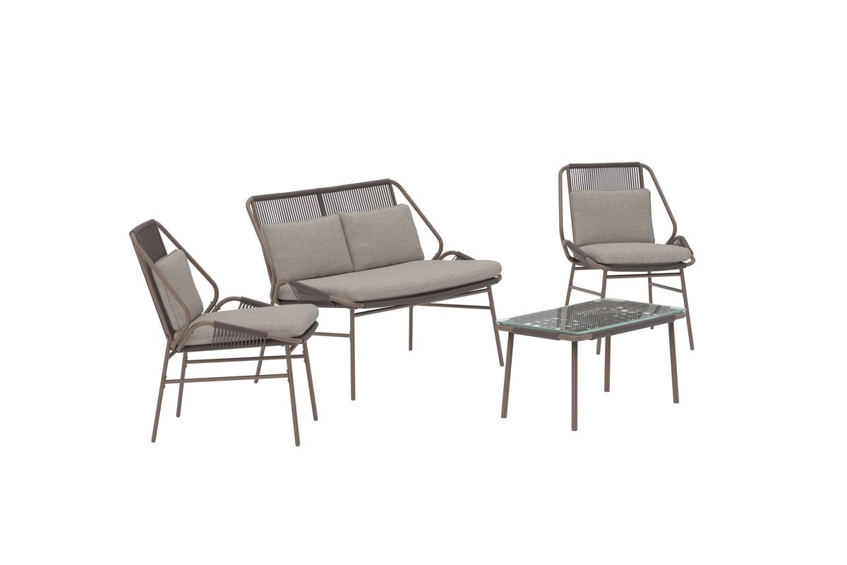 Garten Loungeset Talora – 4 teiliges Set mit Stühlen aus Stahl