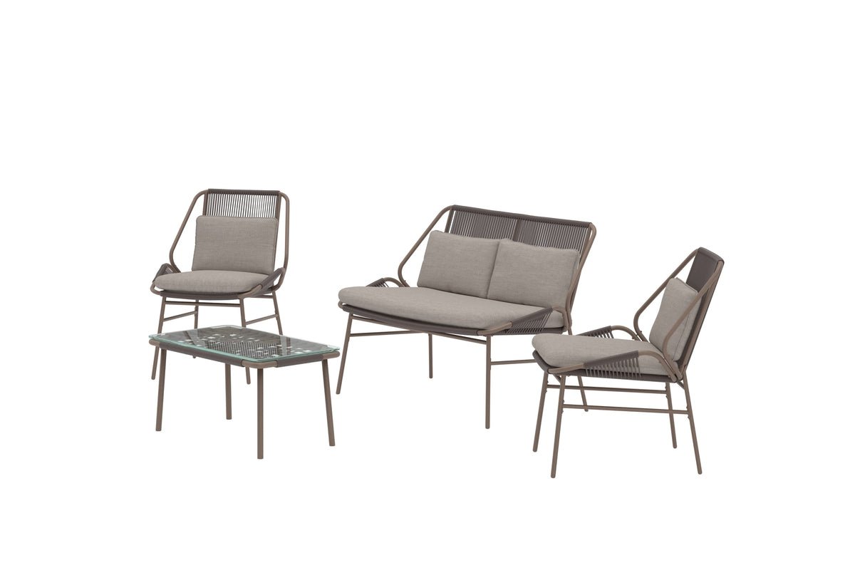 Garten Loungeset Talora – 4 teiliges Set mit Stühlen aus Stahl