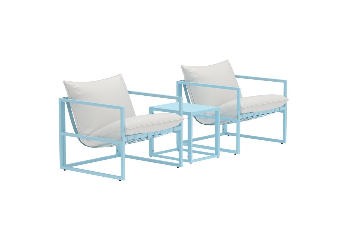 Garten Loungeset Vero – 3-teiliges Set in Hellblau inklusive Kissen