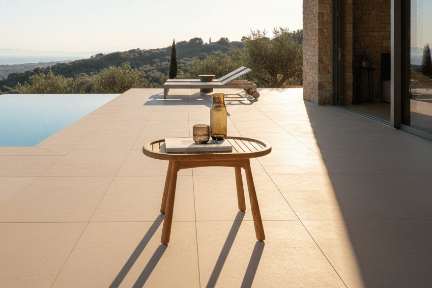 Gartentisch Maji - ein Beistelltisch in ovaler Form aus Teakholz