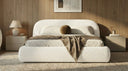 Designer Polsterbett Luma in Bouclé mit Stauraum