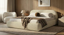 Designer Polsterbett Luma in Bouclé mit Stauraum