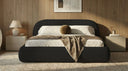 Designer Polsterbett Luma in Bouclé mit Stauraum