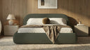 Designer Polsterbett Luma in Bouclé mit Stauraum