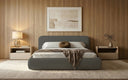 Designer Polsterbett Arosa in Bouclé mit Stauraum