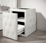 Josy Nachttisch Boucle Weiss open