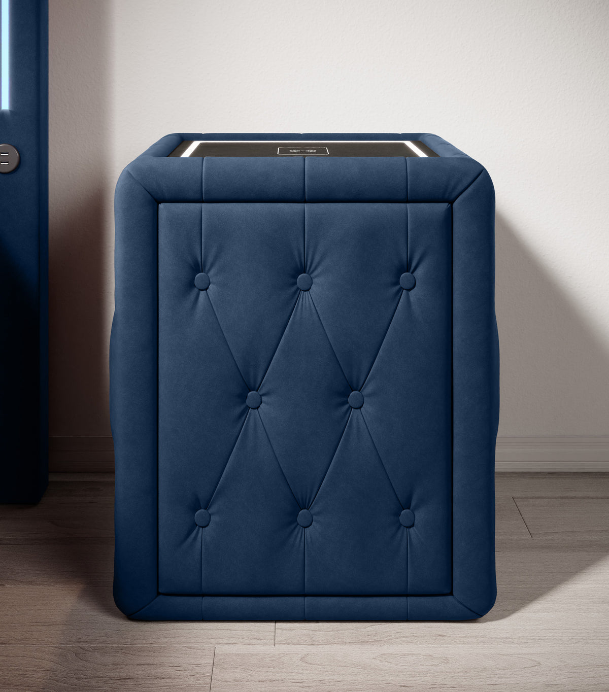 Josy Nachttisch Samt Blau front