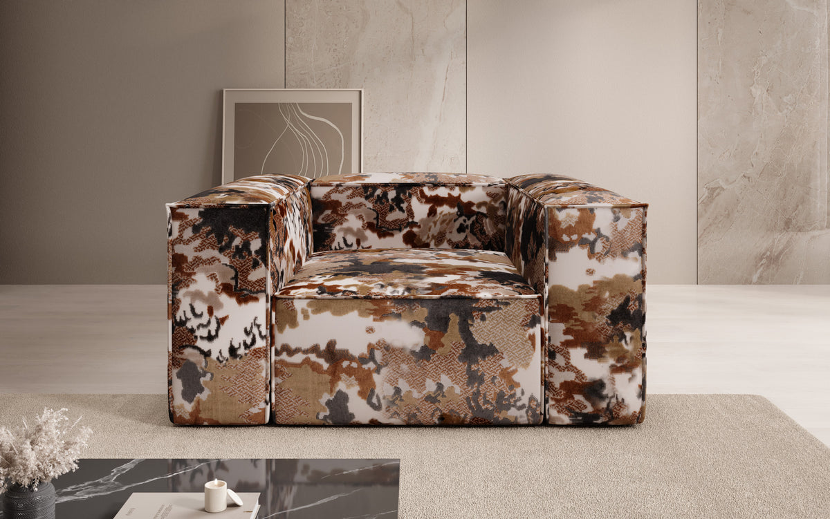 Designer Sofa-Sessel Lesley - Jacquard mit Aquarell-Muster
