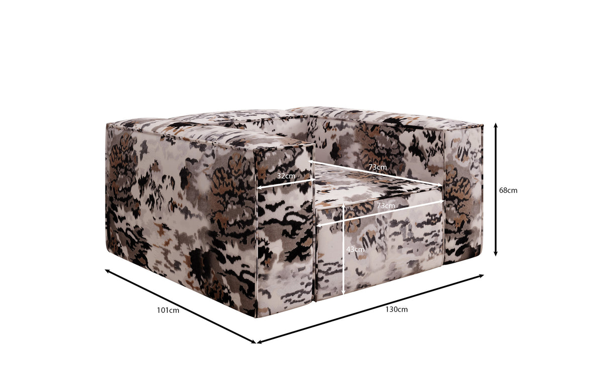 Designer Sofa-Sessel Lesley - Jacquard mit Aquarell-Muster