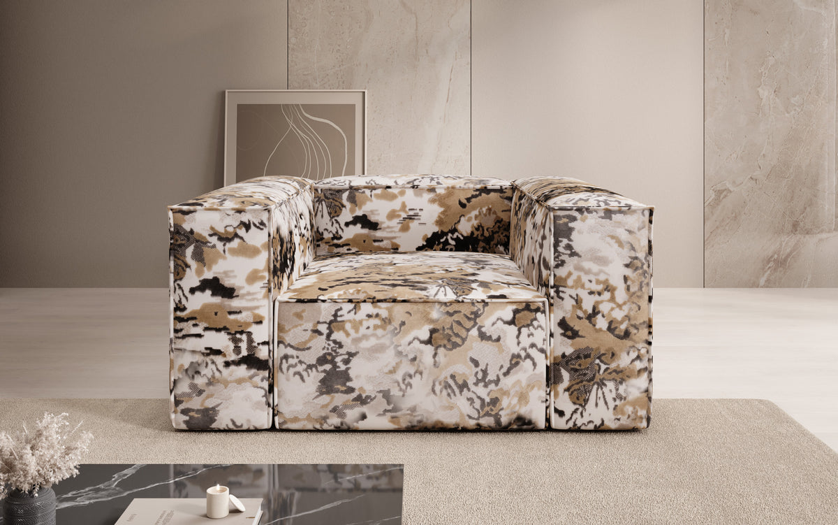 Designer Sofa-Sessel Lesley - Jacquard mit Aquarell-Muster
