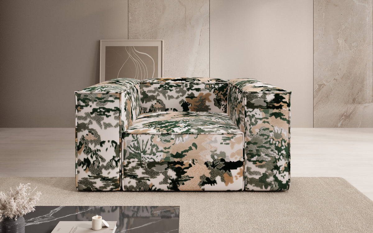Designer Sofa-Sessel Lesley - Jacquard mit Aquarell-Muster