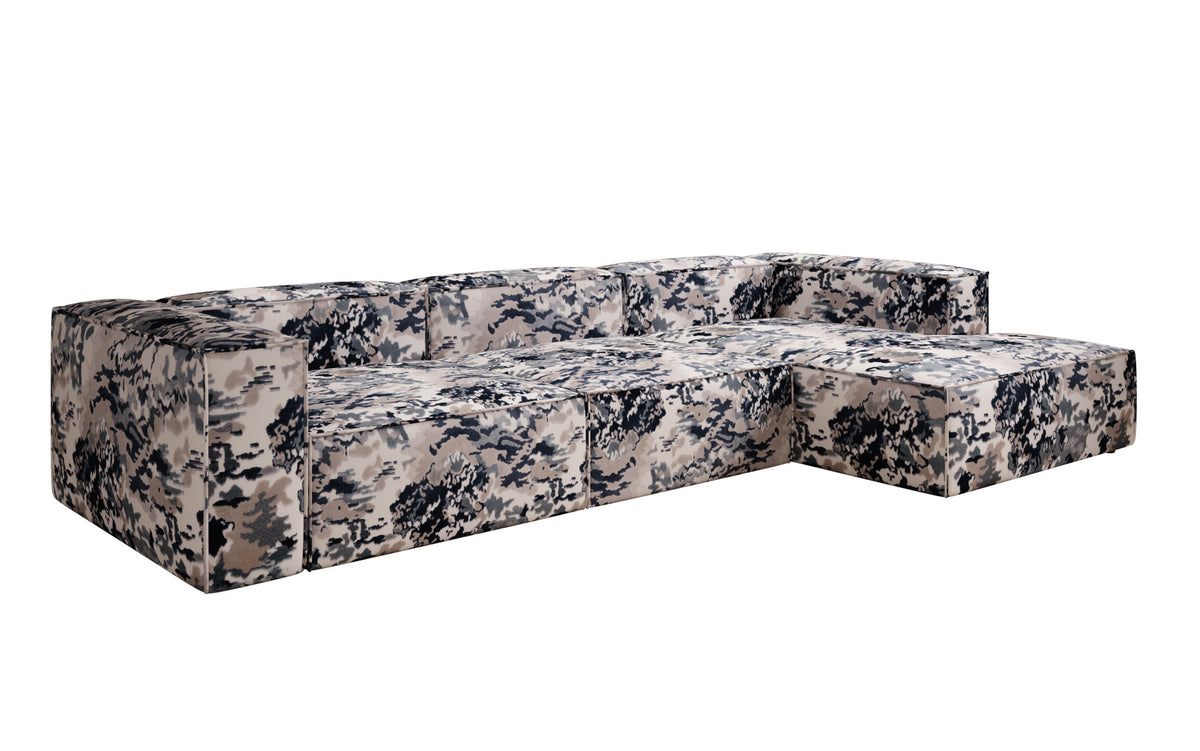 Designer Ecksofa Lesley - Jacquard mit Aquarell-Muster