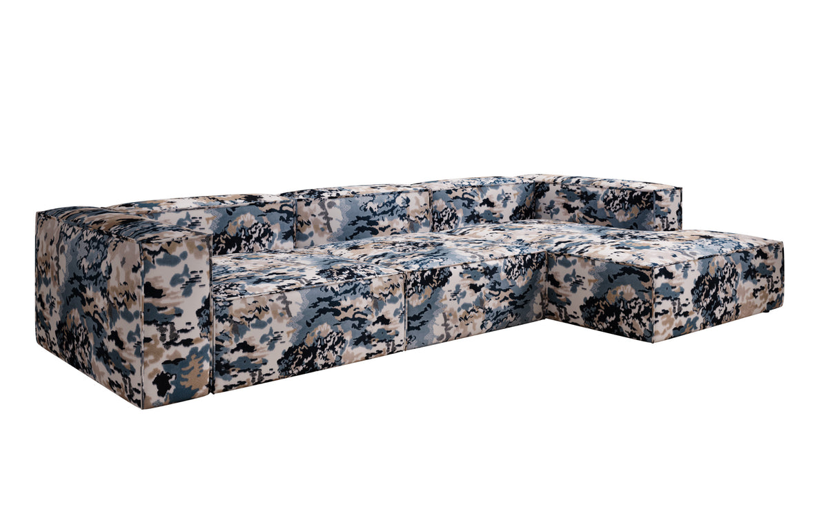 Designer Ecksofa Lesley - Jacquard mit Aquarell-Muster
