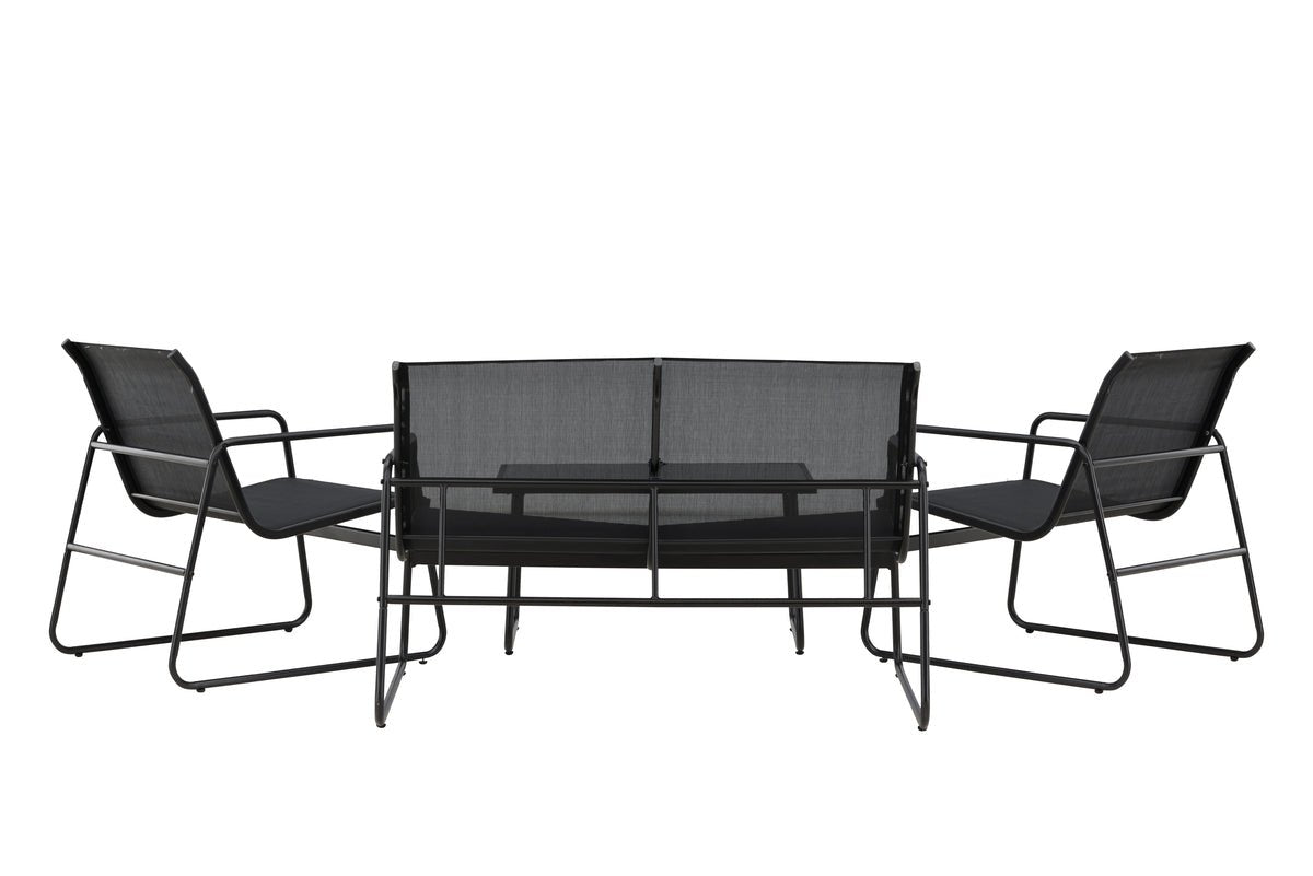 Loungeset Novara – 4-teiliges Outdoor-Set aus Stahl mit Glastisch in 2 Farben