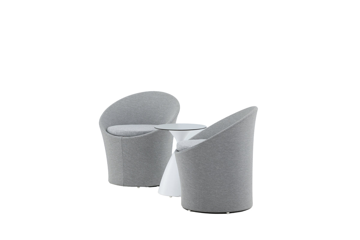 Loungeset Tanja - Grau/Weißes Set mit 2 Stühlen