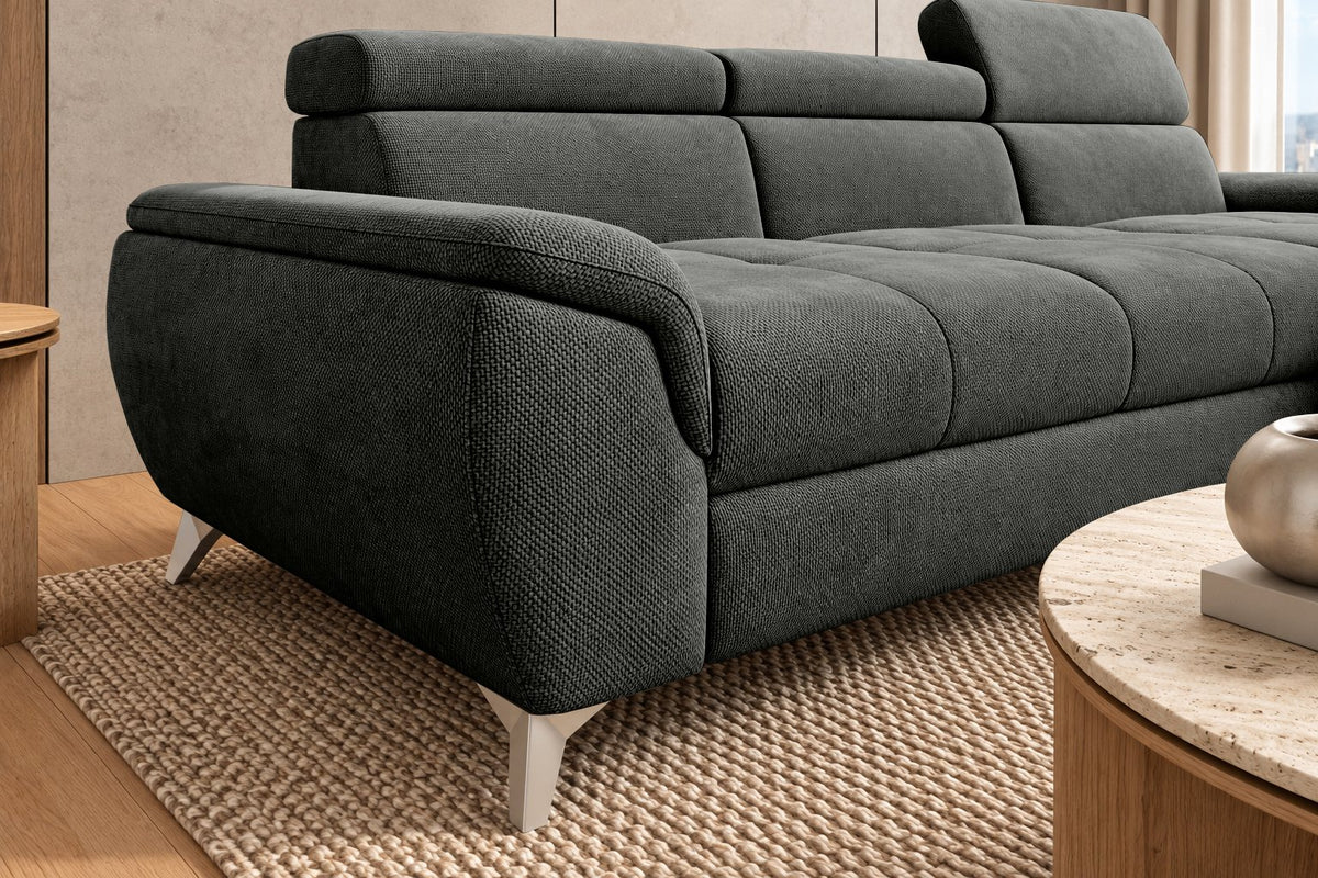 Ecksofa Luno in Strukturstoff Anthrazit – Detailansicht