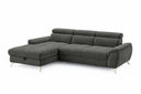 Designer Ecksofa Luno in Strukturstoff Anthrazit, Ottomane links