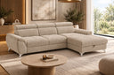 Ecksofa Luno in Strukturstoff Beige – Wohnansicht