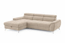 Designer Ecksofa Luno in Strukturstoff Beige, Ottomane links