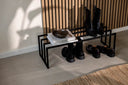 Schuhregal Bovi – Industrial Design in Schwarz, Cashew oder Weiß