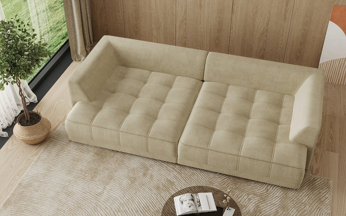 Designer Big Sofa Nuvo in Samt mit elektrischer Schlaffunktion