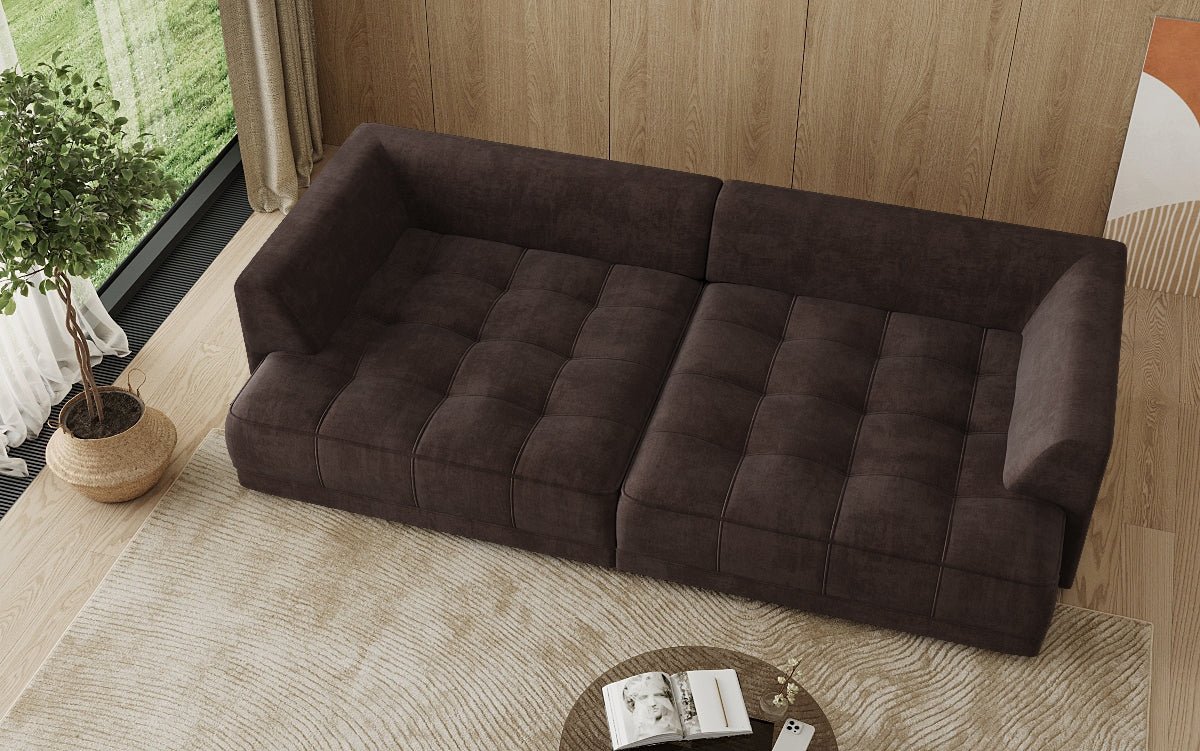Designer Big Sofa Nuvo in Samt mit elektrischer Schlaffunktion