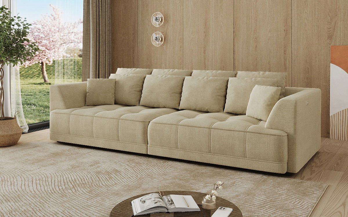 Designer Big Sofa Nuvo in Samt mit elektrischer Schlaffunktion