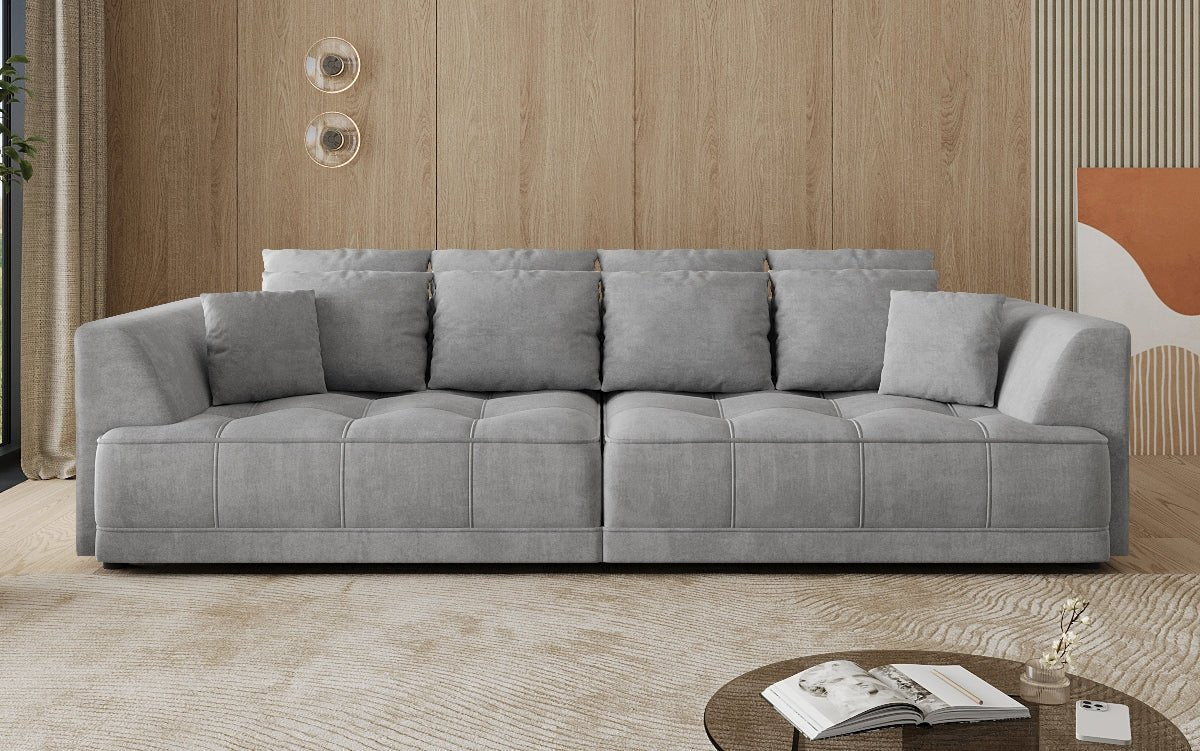 Designer Big Sofa Nuvo in Samt mit elektrischer Schlaffunktion
