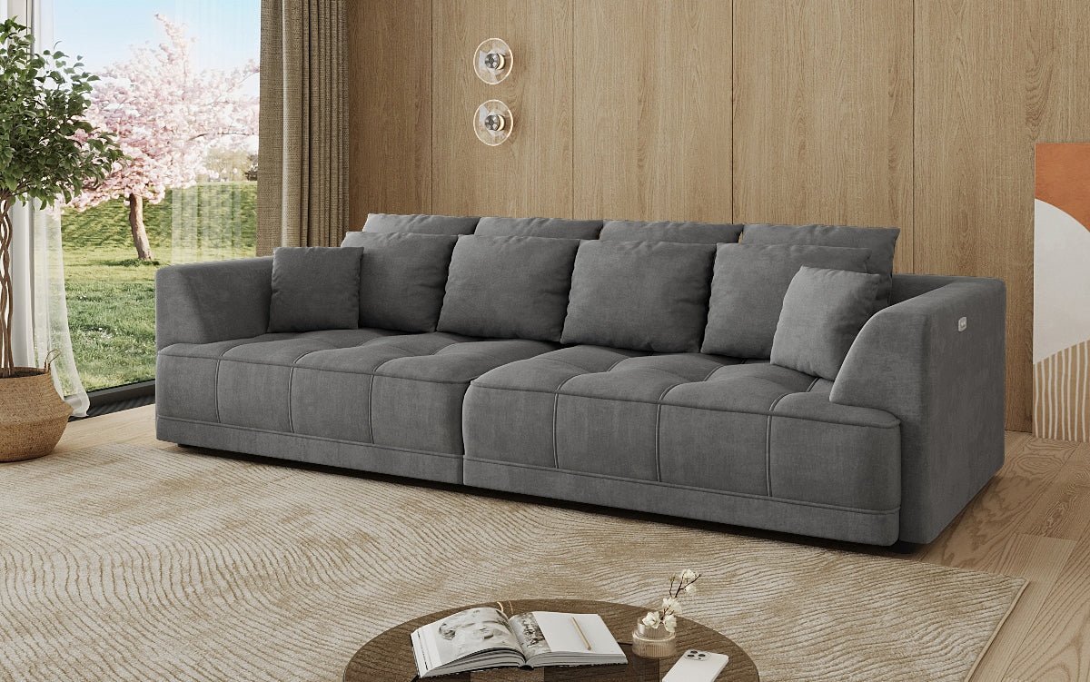 Designer Big Sofa Nuvo in Samt mit elektrischer Schlaffunktion