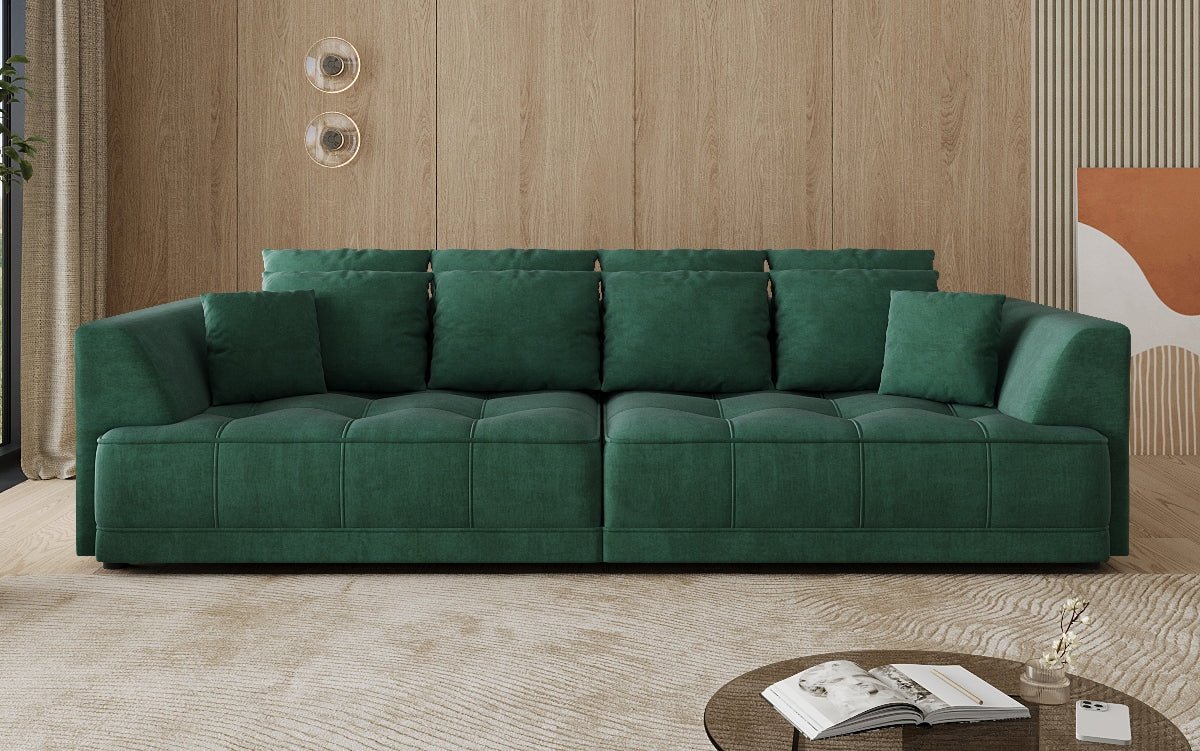 Designer Big Sofa Nuvo in Samt mit elektrischer Schlaffunktion