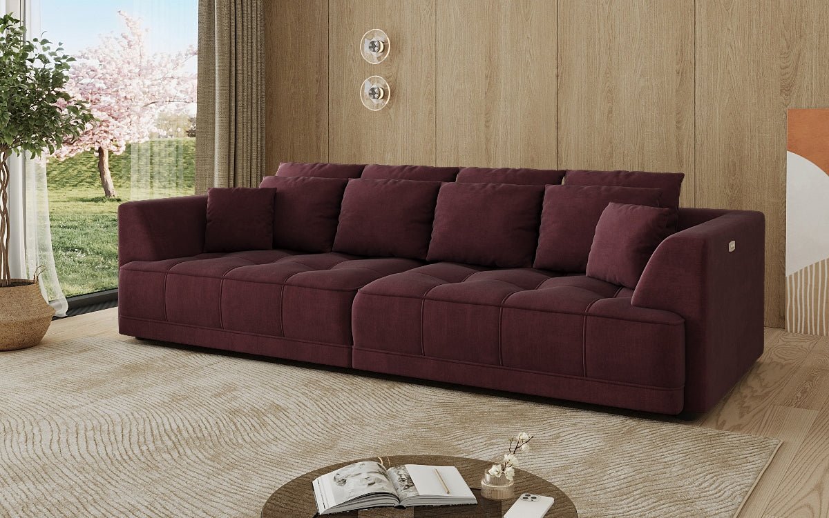 Designer Big Sofa Nuvo in Samt mit elektrischer Schlaffunktion