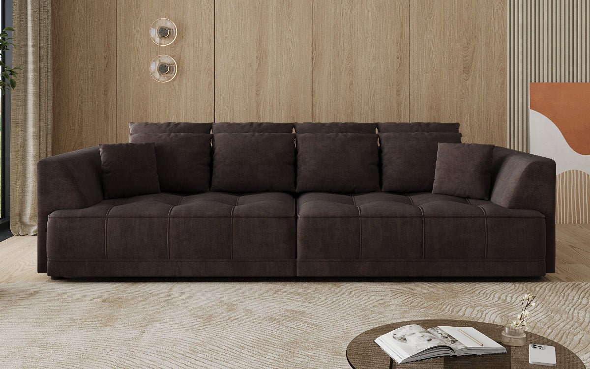 Designer Big Sofa Nuvo in Samt mit elektrischer Schlaffunktion