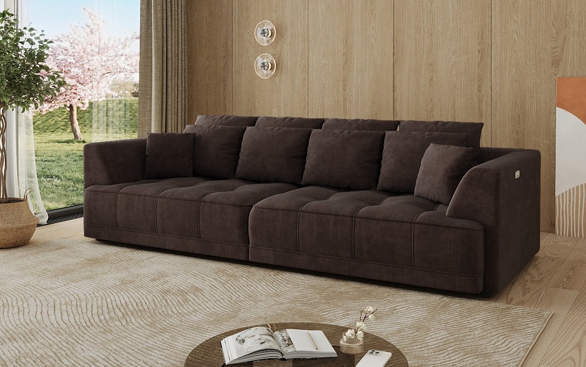 Designer Big Sofa Nuvo in Samt mit elektrischer Schlaffunktion
