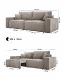 Designer Sofa Velanova 3 Sitzer Cord mit Schlaf- und Klappfunktion