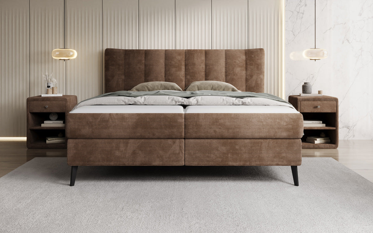 Boxspringbett Ines in Cord mit Stauraum